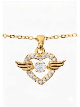Кулон «Сердце», крылатое, белый в золоте, 40 см