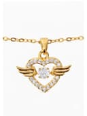 Кулон «Сердце», крылатое, белый в золоте, 40 см