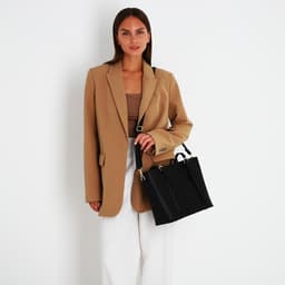 Сумка - шоппер женская на молнии, 2 кармана, 40×13×25 см, чёрная