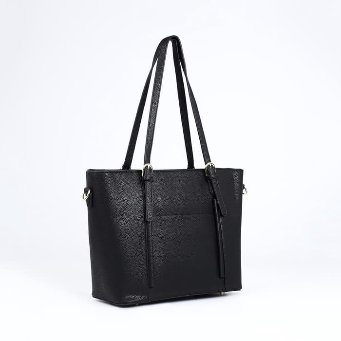 Сумка - шоппер женская на молнии, 2 кармана, 40×13×25 см, чёрная