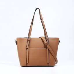 Сумка - шоппер женская на молнии, 40×13×25 см, светло-коричневая