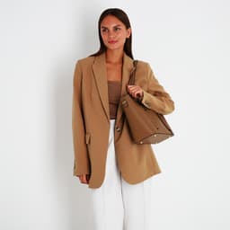 Сумка - шоппер женская на молнии, 40×13×25 см, светло-коричневая