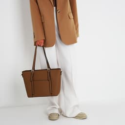 Сумка - шоппер женская на молнии, 40×13×25 см, светло-коричневая