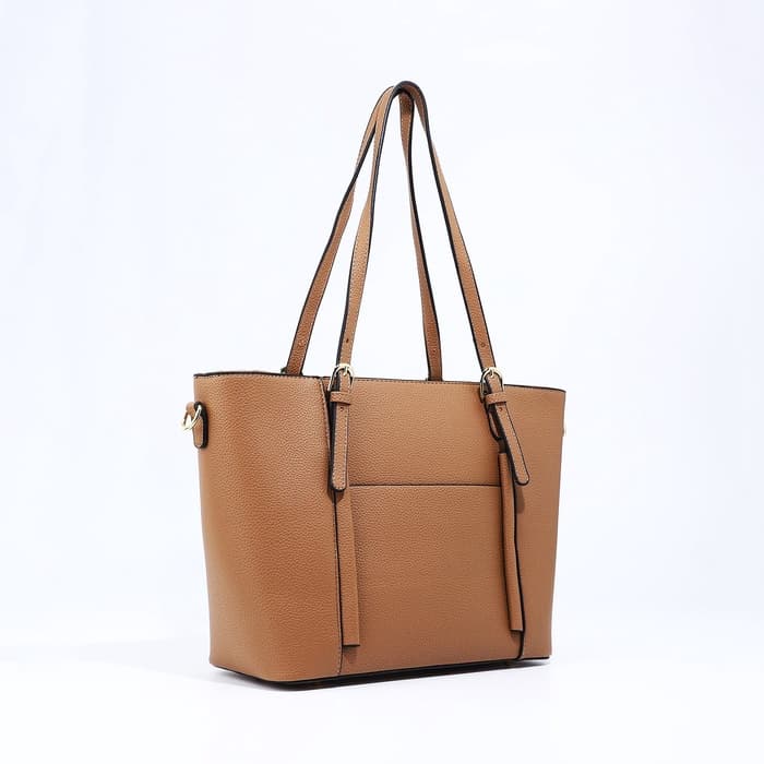 Сумка - шоппер женская на молнии, 40×13×25 см, светло-коричневая