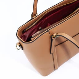 Сумка - шоппер женская на молнии, 40×13×25 см, светло-коричневая