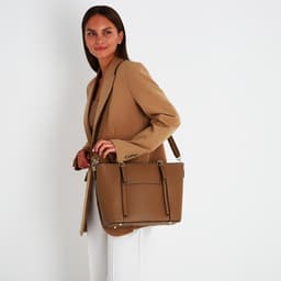 Сумка - шоппер женская на молнии, 40×13×25 см, светло-коричневая