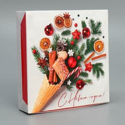 Коробка складная «С Новым годом!», 14×14×3.5 см