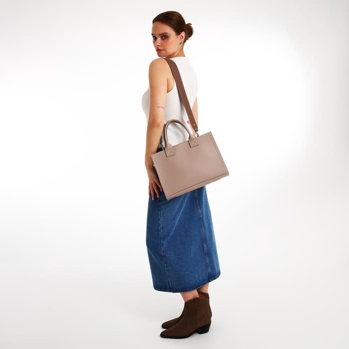 Сумка женская тоут TEXTURA на молнии, 33×9×23 см, бежевая