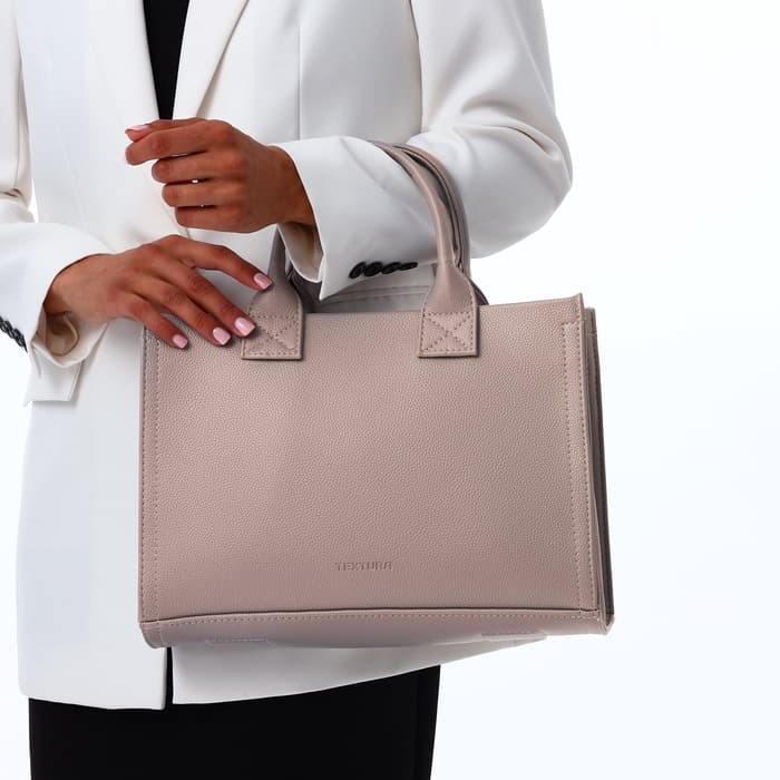 Сумка женская тоут TEXTURA на молнии, 33×9×23 см, бежевая