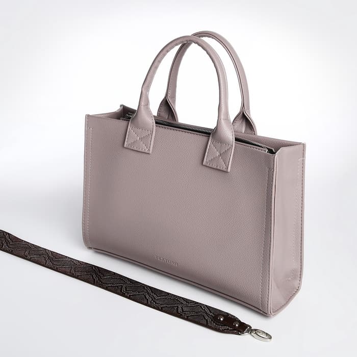 Сумка женская тоут TEXTURA на молнии, 33×9×23 см, серый