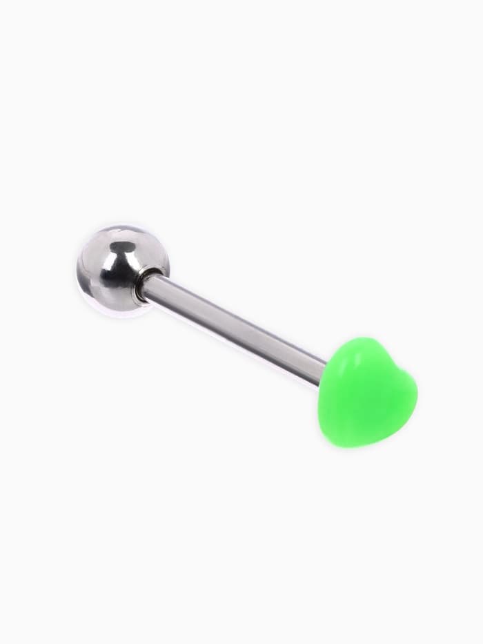 Пирсинг в язык «Сердце», минимал, L=1.9 см, МИКС в серебре