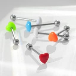 Пирсинг в язык «Сердце», минимал, L=1.9 см, МИКС в серебре