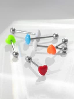 Пирсинг в язык «Сердце», минимал, L=1.9 см, МИКС в серебре