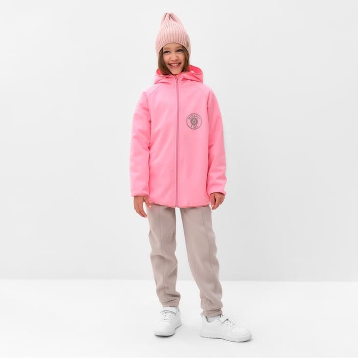 Ветровка для девочки с капюшоном MINAKU, розовая, рост 146 см