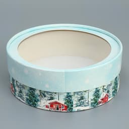 Коробка новогодняя для макарун тубус с окном «Сказочных моментов», 16×16×5 см