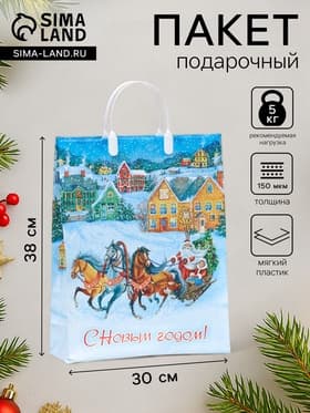 Пакет подарочный новогодний «Пора чудес», мягкий пластик, 30×38 см