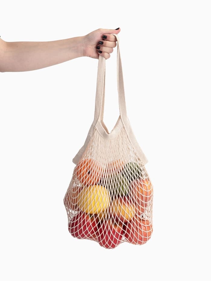 Сумка - авоська плетёная, клетка 1.5 см, бежевая