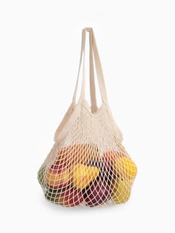 Сумка - авоська плетёная, клетка 1.5 см, бежевая