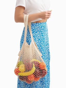 Сумка - авоська плетёная, клетка 1.5 см, бежевая