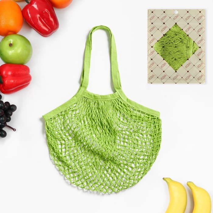 Сумка-авоська, клетка 1.5 см, зелёная