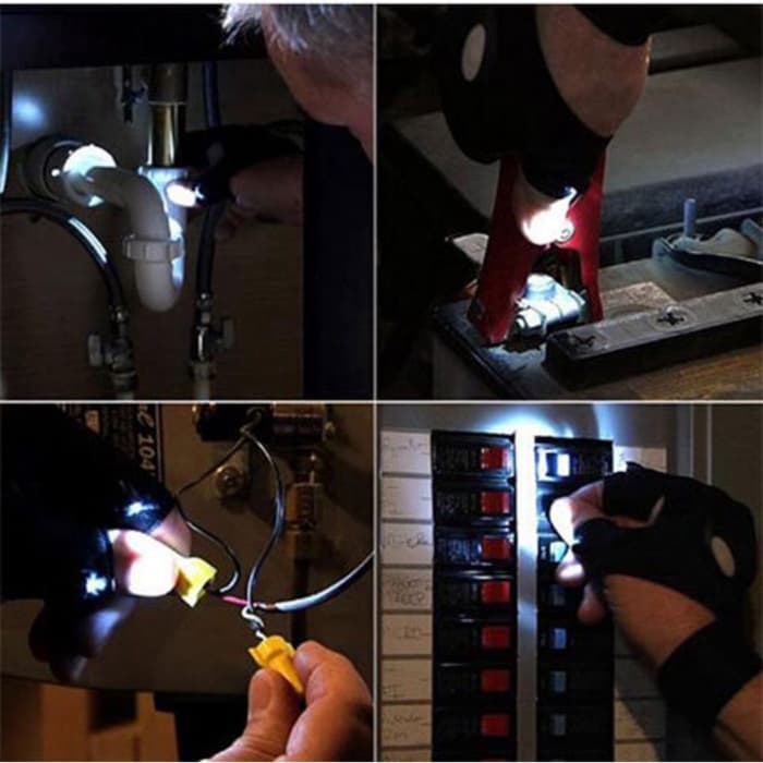 Перчатка ТУНДРА, со светодиодным фонариком и ремешком, правая