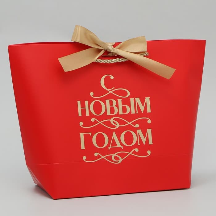 Пакет подарочный новогодний «С Новым годом», 19×20×9 см