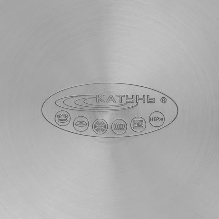 Кастрюля Катунь «Гретта», 4.2 л, d=22 см, с крышкой, капсульное дно, индукция, нержавеющая сталь, AISI - 201, хромированная