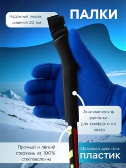 Палки лыжные стеклопластиковые, длина 100 см, МИКС