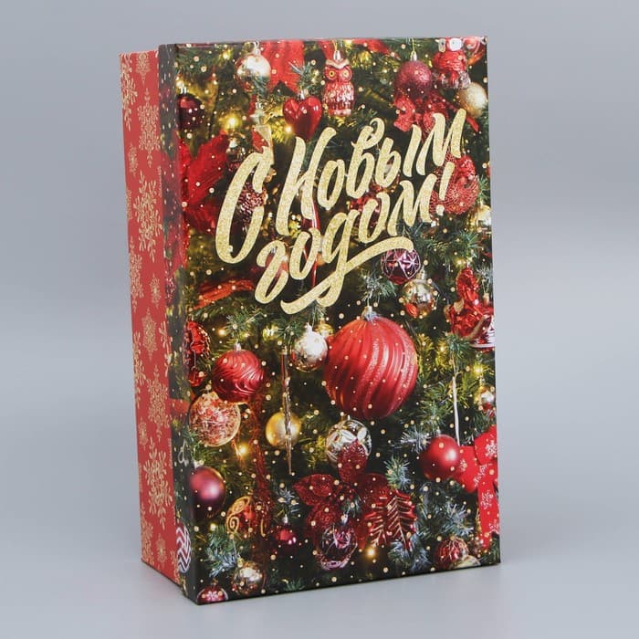 Коробка новогодняя подарочная «Ёлочные игрушки», 32.5×20×12.5 см