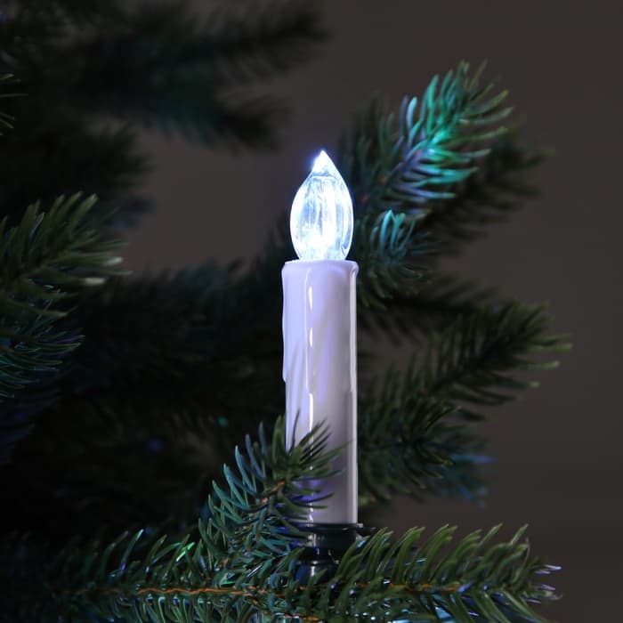 Светодиодные свечи на прищепках 10 см, 10 штук, от батареек ААх1, пульт ДУ, свечение мульти (RGB)