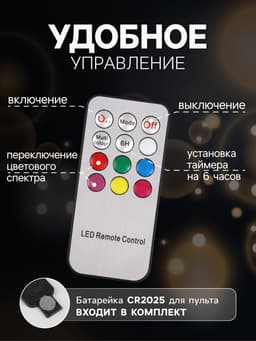 Светодиодные свечи на прищепках 10 см, 10 штук, от батареек ААх1, пульт ДУ, свечение мульти (RGB)