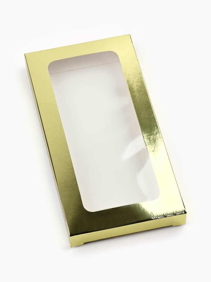 Коробка для шоколада новогодняя «Золото», с окном, 17×8.5×1.5 см