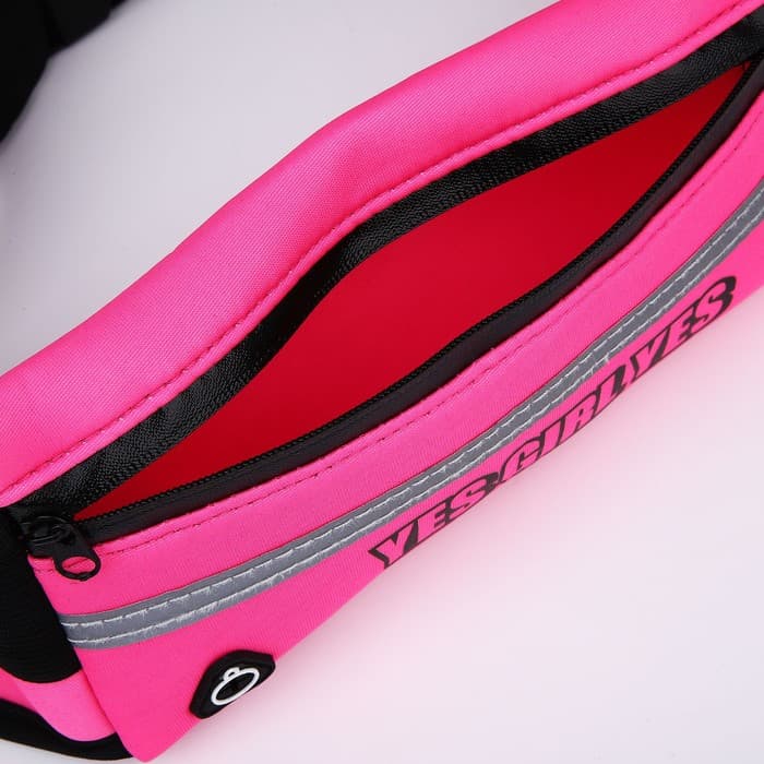 Сумка поясная для бега, на молнии, розовая