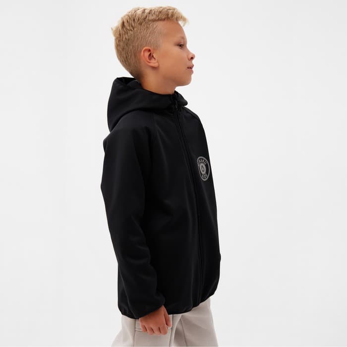 Ветровка детская с капюшоном MINAKU, чёрная, рост 122 см