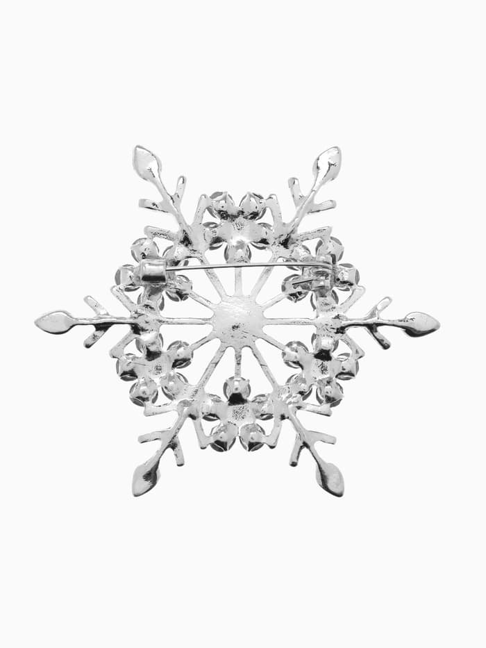 Брошь новогодняя «Снежинка», синяя в серебре