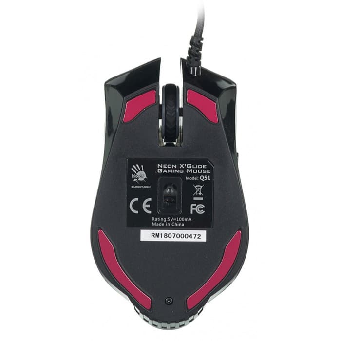 Мышь игровая A4Tech Bloody Q51, оптическая, 6200 dpi, USB, 8 кнопок, чёрная с рисунком