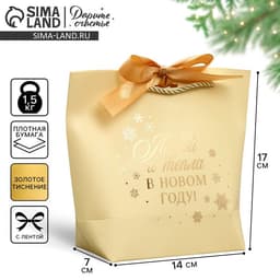 Пакет подарочный новогодний «Любви и тепла в Новом году», 14×17×7 см