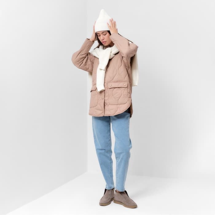 Куртка стёганая женская демисезонная MIST, размер 42, бежевая