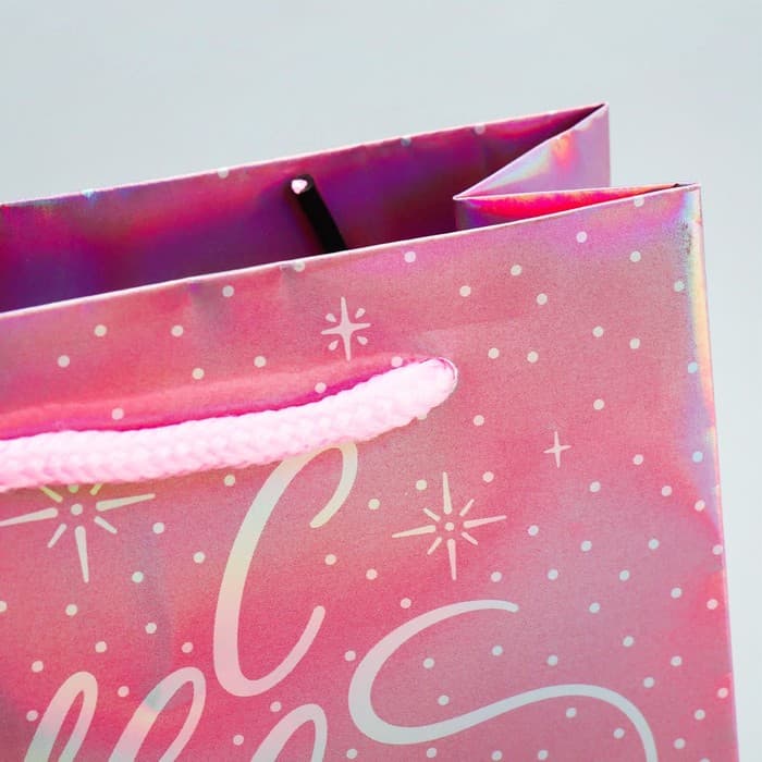 Пакет новогодний подарочный голографический «С Новым годом», S 12×15×5.5 см