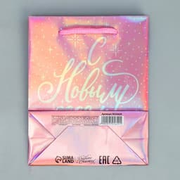 Пакет новогодний подарочный голографический «С Новым годом», S 12×15×5.5 см