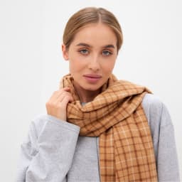 Шарф зимний с кистями MINAKU, размер 65×180 + 8 см, бежевый