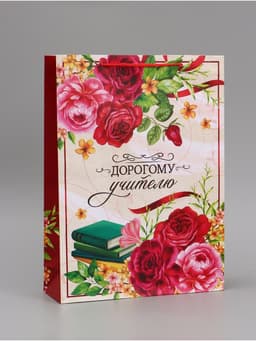 Пакет подарочный ламинированный, упаковка, «Дорогому Учителю», L 28×38×9 см
