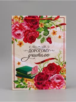 Пакет подарочный ламинированный, упаковка, «Дорогому Учителю», L 28×38×9 см