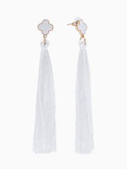 Серьги «Кисти», белые в золоте, L кисти 8.7 см