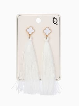Серьги «Кисти», белые в золоте, L кисти 8.7 см