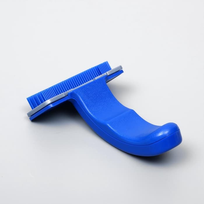 Пуходёрка, 10×15 см, с самоочисткой, пластик, синяя