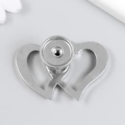 Фурнитура для шкатулки, ручка «Два сердца», металл, стразы, серебро 3.8×5.4×2.4 см