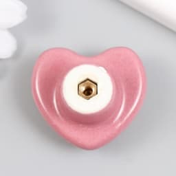 Фурнитура для шкатулки, ручка «Сердечко», керамика, металл, розовая 3.8×3.8×3 см