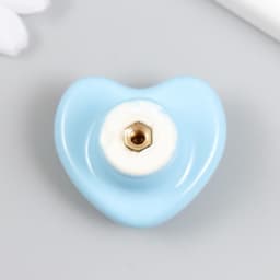 Фурнитура для шкатулки, ручка «Сердечко», керамика, металл, голубая, 3.8×3.8×3 см
