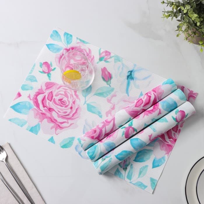 Салфетки сервировочные на стол Доляна «Бутоны», 4 шт., 45×30 см